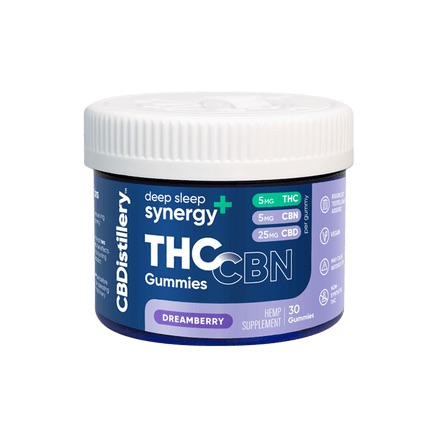 CBDistillery - Deep Sleep - THC & CBN Gummies – 5mg THC + 5mg CBN + 25mg CBD.