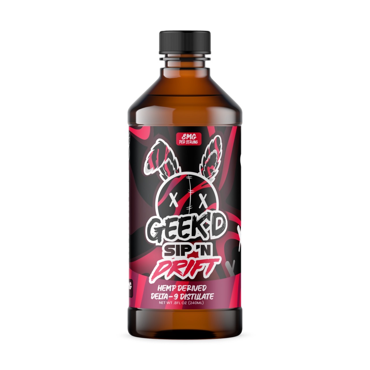 Geek’D – Sip ‘N Drift – CRAN RAZZ – THC D9 Distillate - 800mg 